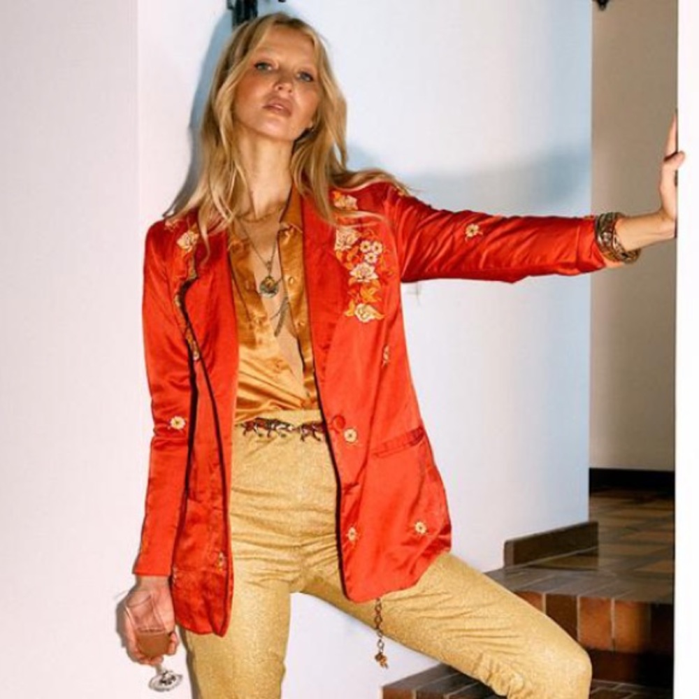 SOLD💫 Chasing Unicorns The Weight : Silk Embroidered Blazer sz S - Picture 6 of 16